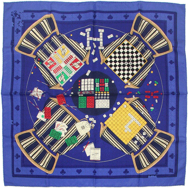 Hermes Scarf "Faites Vos Jeux" by Karen Petrossian 90cm Silk