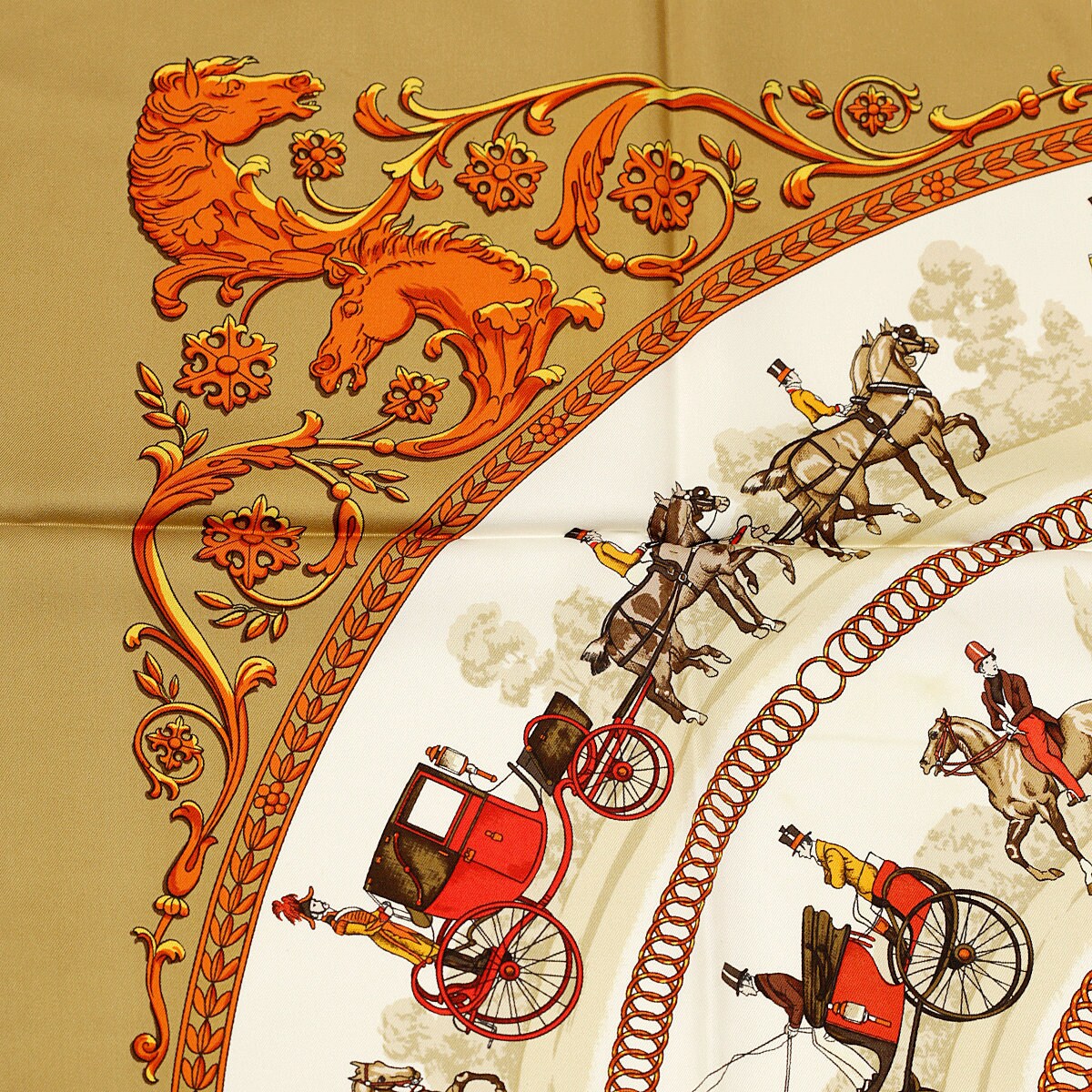 Hermes Scarf "Promenade de Longchamps" by Philippe Ledoux Vintage 90cm Silk