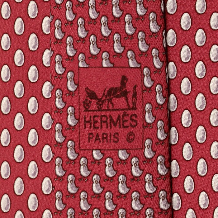 Hermes Men's Silk Tie Twillby Chicken Egg Pattern 5544