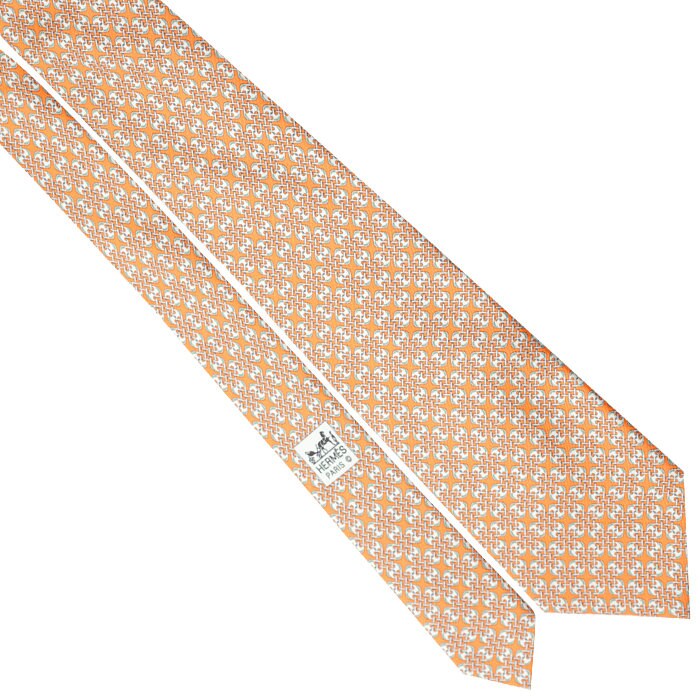 Hermes Men's Silk Tie Geometric Pattern 5529