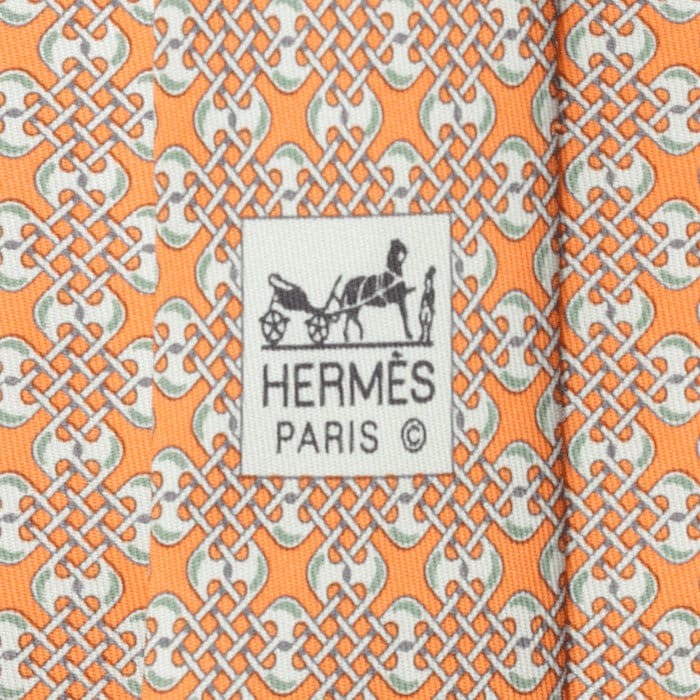 Hermes Men's Silk Tie Geometric Pattern 5529