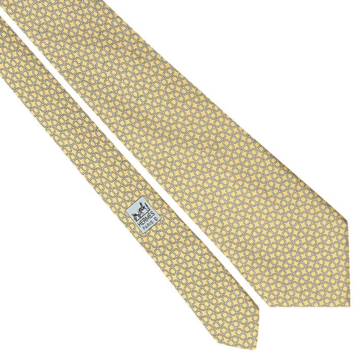 Hermes Men's Silk Tie Geometric Chaine d'Ancre Pattern 5160
