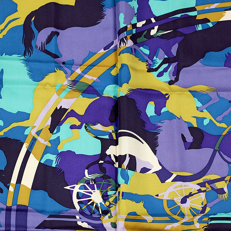 Hermes Scarf "Ex-Libris en Camouflage" by Benoit Pierre Emery 90cm Silk