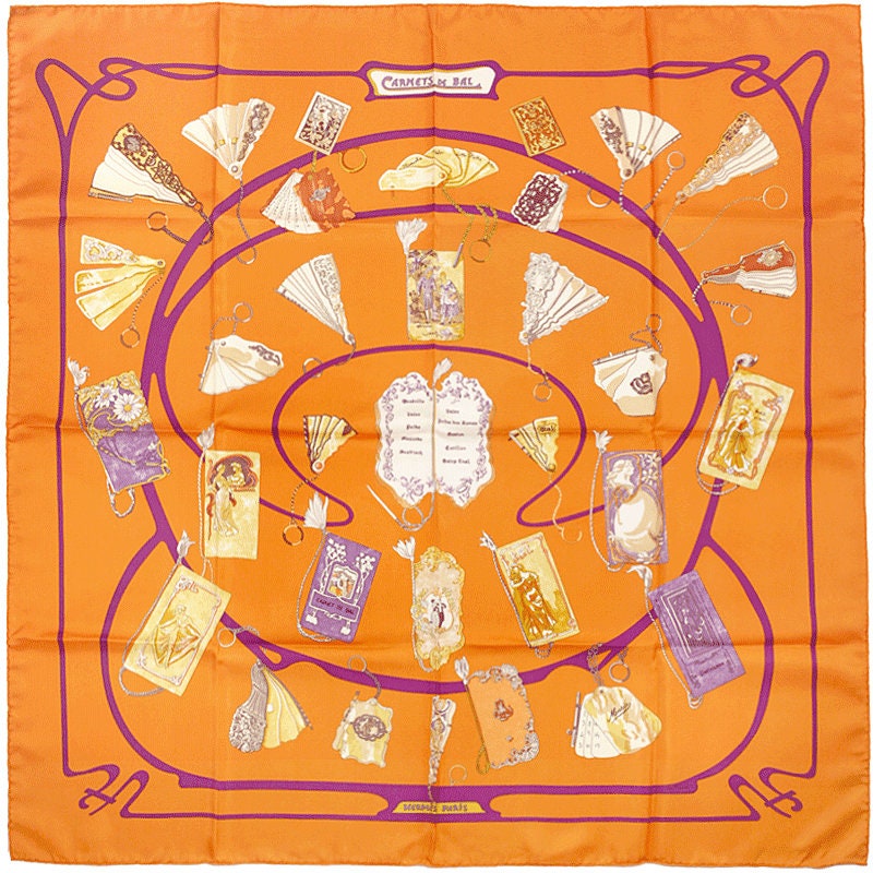 Hermes Scarf "Carnets de Bal" by Caty Latham 90cm Silk | Carre Foulard