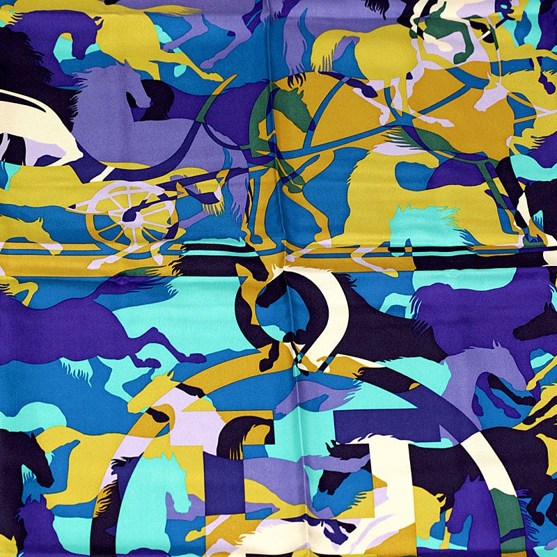 Hermes Scarf "Ex-Libris en Camouflage" by Benoit Pierre Emery 90cm Silk
