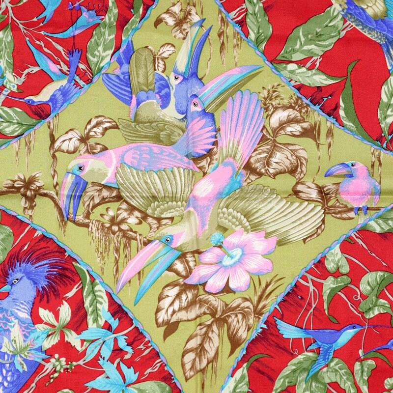 Hermes Scarf "Tropiques" by Laurence Bourthoumieux Vintage 90cm Silk