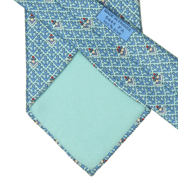 Hermes Men's Silk Tie Whimsical Sailors Pattern 5444 | Necktie Cravate