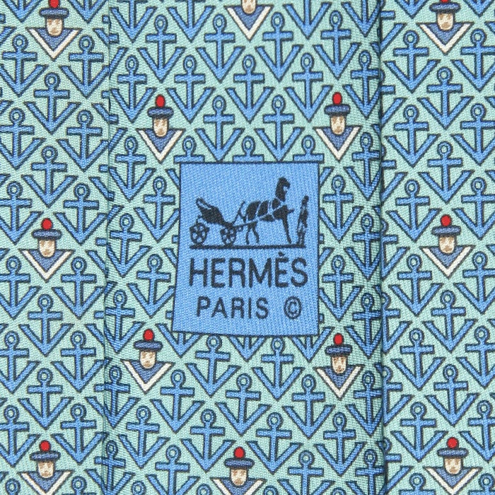 Hermes Men's Silk Tie Whimsical Sailors Pattern 5444 | Necktie Cravate