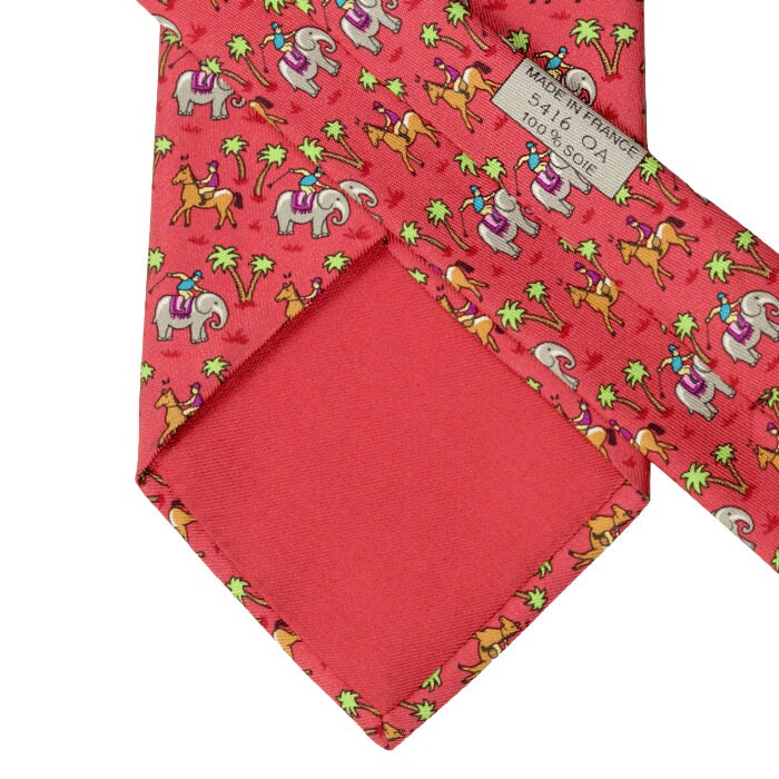 Hermes Men's Silk Tie Whimsical Elephant Jockeys Pattern 5416 | Necktie Cravate