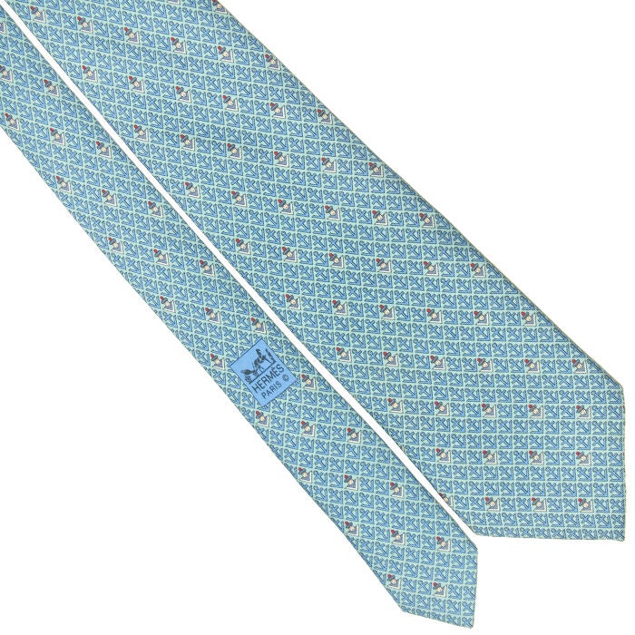 Hermes Men's Silk Tie Whimsical Sailors Pattern 5444 | Necktie Cravate