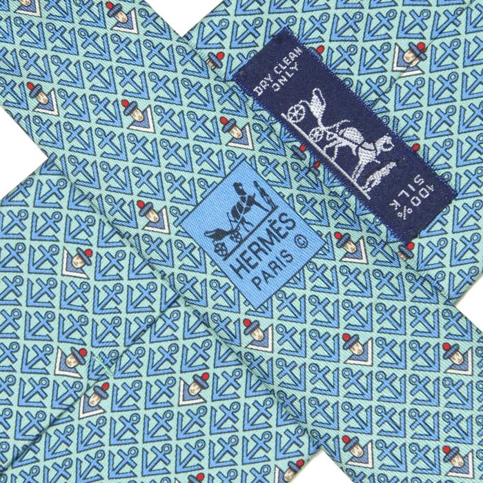 Hermes Men's Silk Tie Whimsical Sailors Pattern 5444 | Necktie Cravate