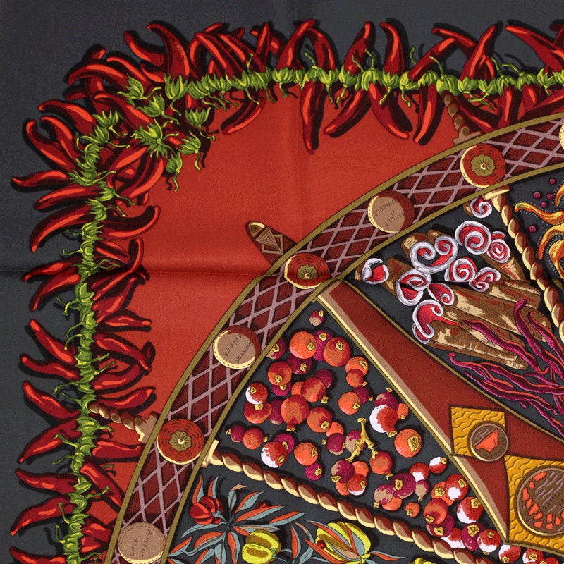 Hermes Scarf "Aux Pays de Epices" by Annie Faivre 90cm Silk | Carre Foulard