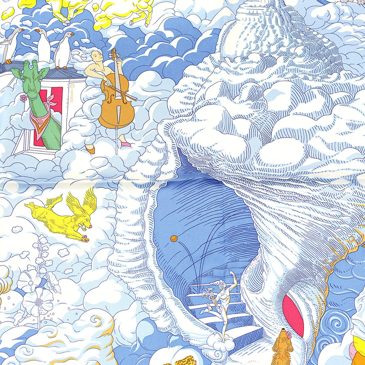 Hermes Scarf "Sur Mon Nuage" by Dimitri Rybaltchenko 90cm Silk | Foulard Carre NWT