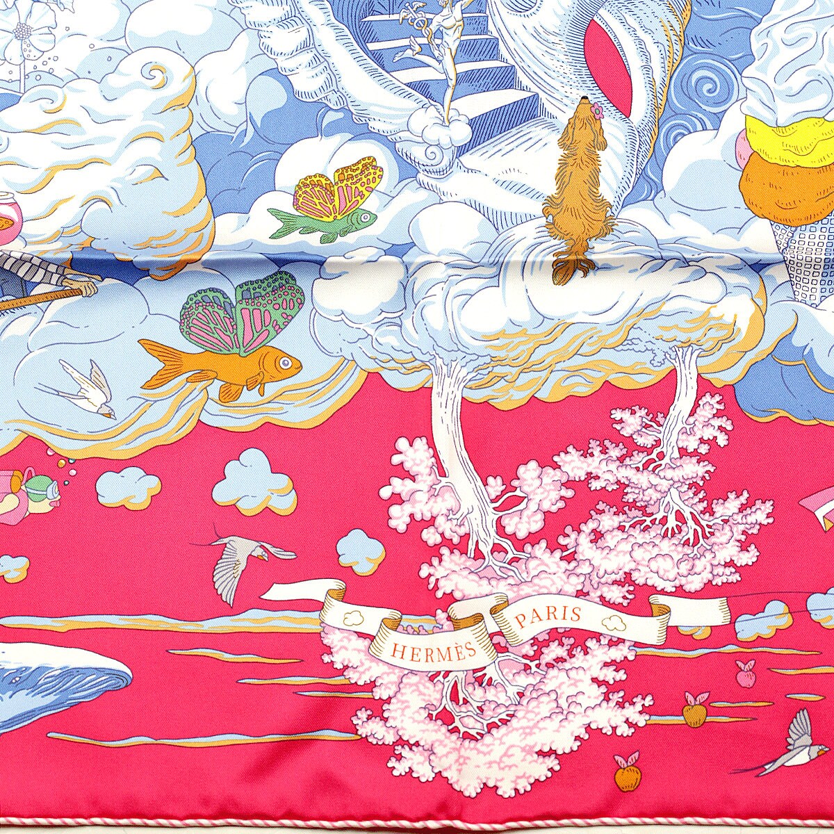 Hermes Scarf "Sur Mon Nuage" by Dimitri Rybaltchenko 90cm Silk | Foulard Carre NWT