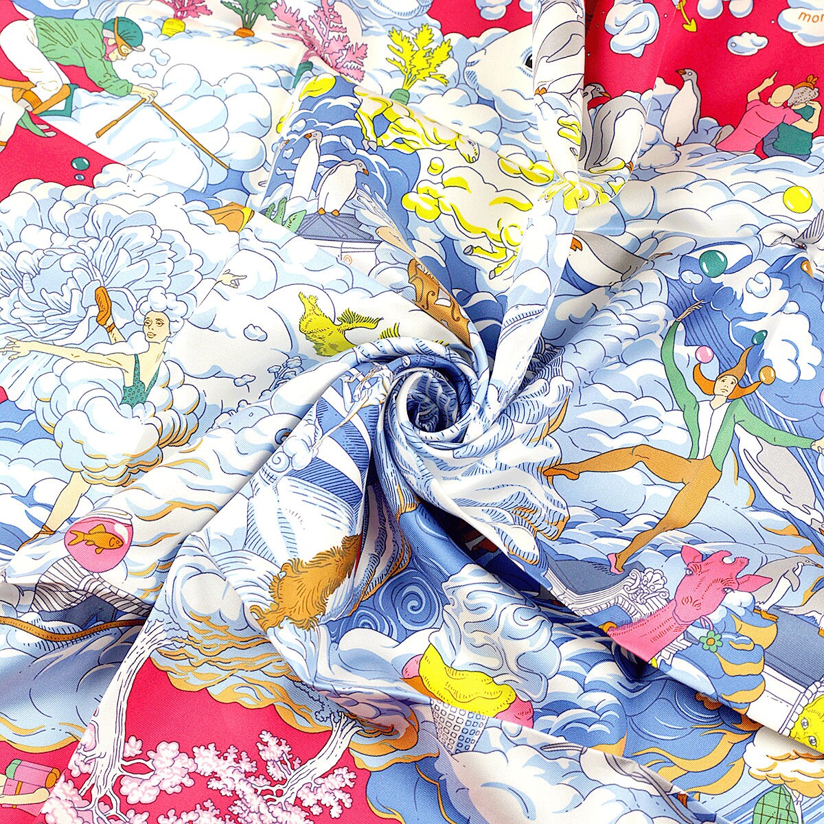Hermes Scarf "Sur Mon Nuage" by Dimitri Rybaltchenko 90cm Silk | Foulard Carre NWT