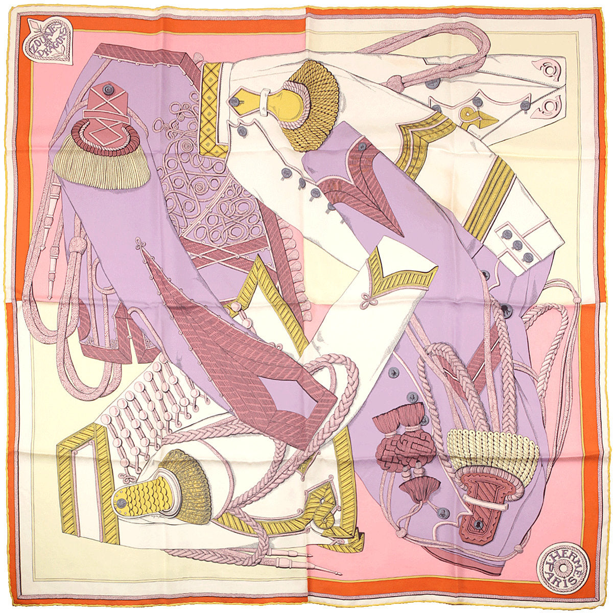Hermes Scarf "Zouaves et Dragons" by Virginie Jamin 90cm Silk