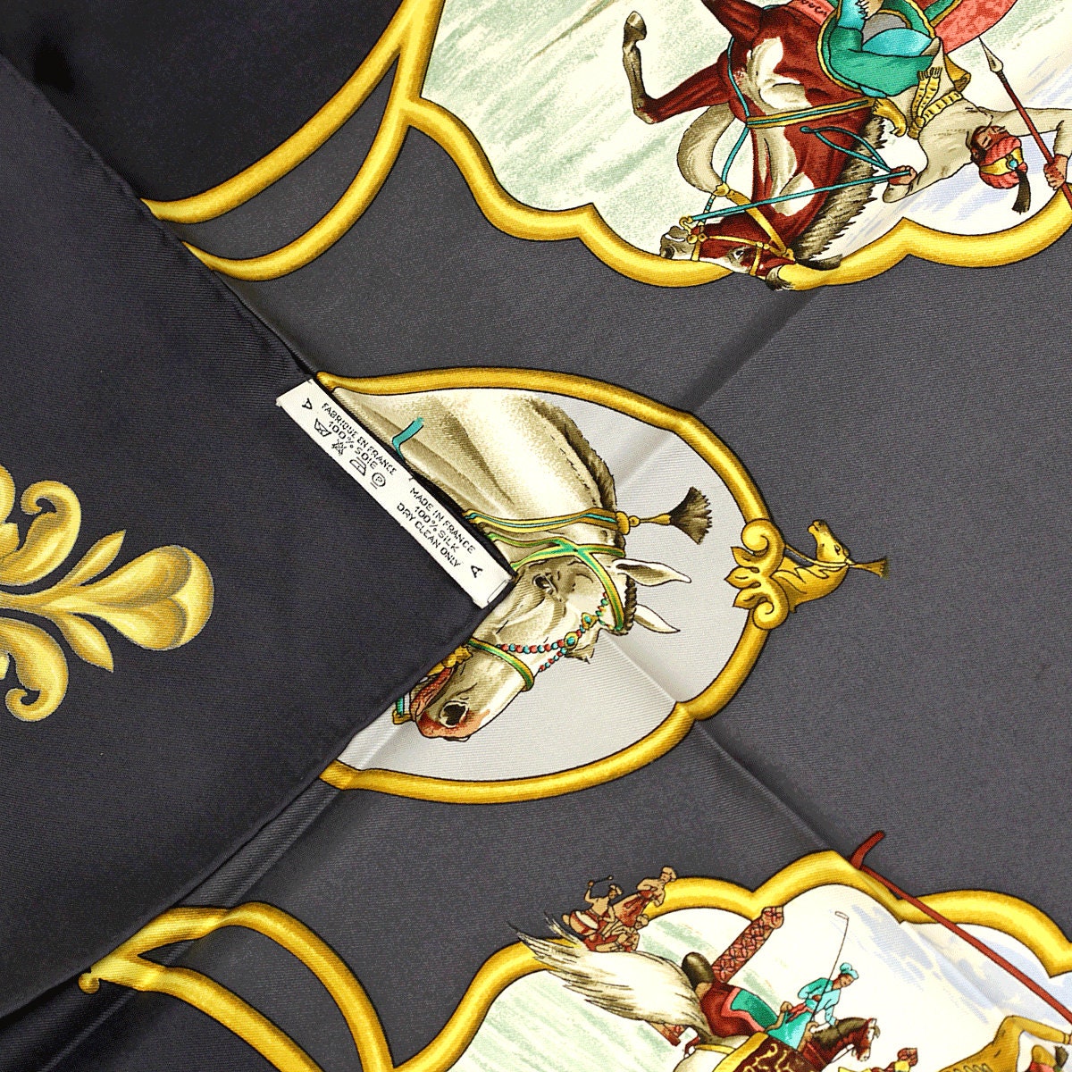 Hermes Scarf "Les Chevaux des Moghols" by Jean De Fougerolle Vintage 90cm Silk