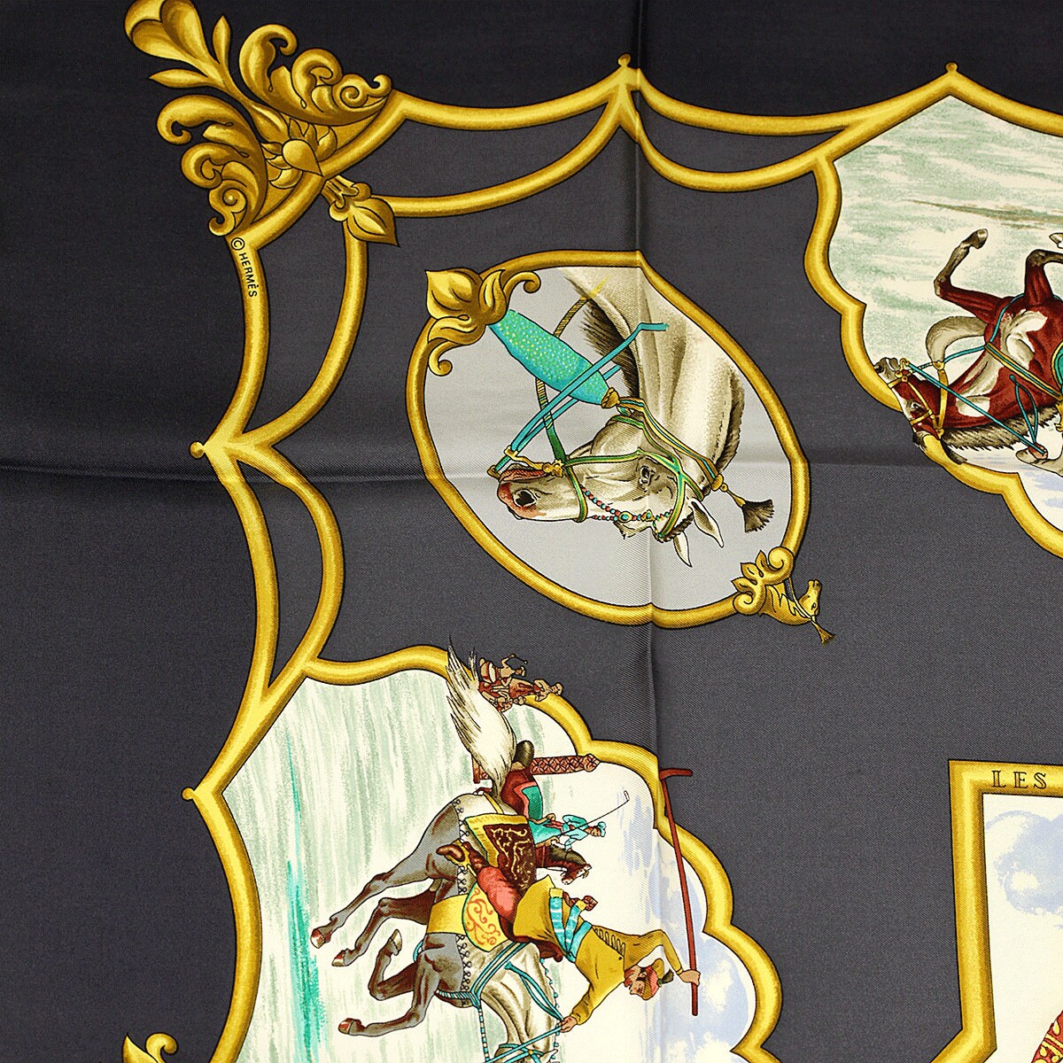 Hermes Scarf "Les Chevaux des Moghols" by Jean De Fougerolle Vintage 90cm Silk