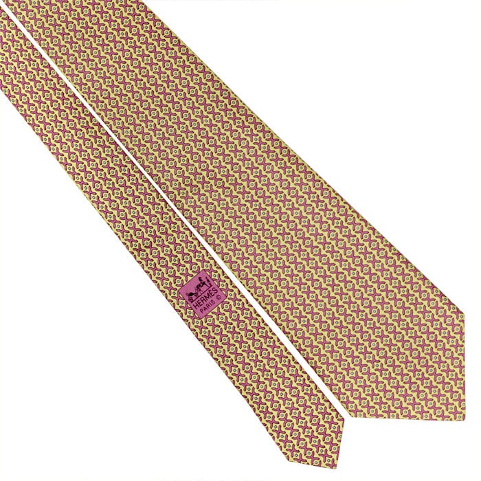 Hermes Men's Silk Tie H Geometric Pattern 5366