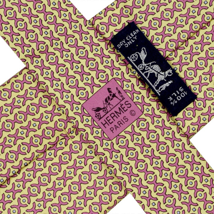 Hermes Men's Silk Tie H Geometric Pattern 5366