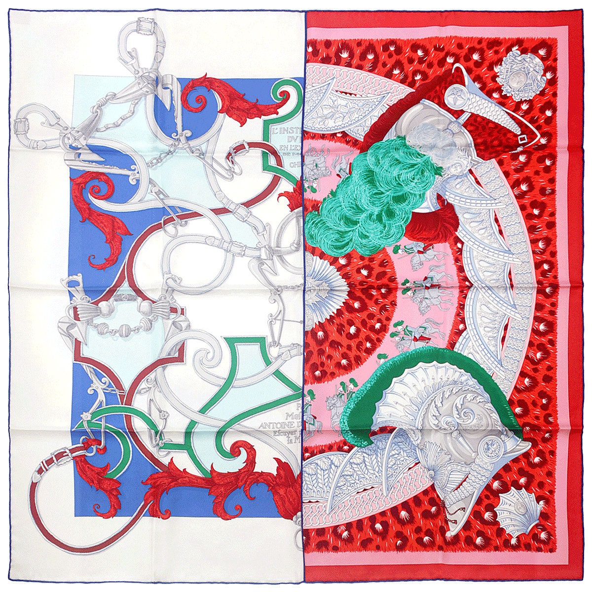 Hermes Scarf "Plumets du Roy" by Henri d'Origny and Julia Abadie 90cm Silk