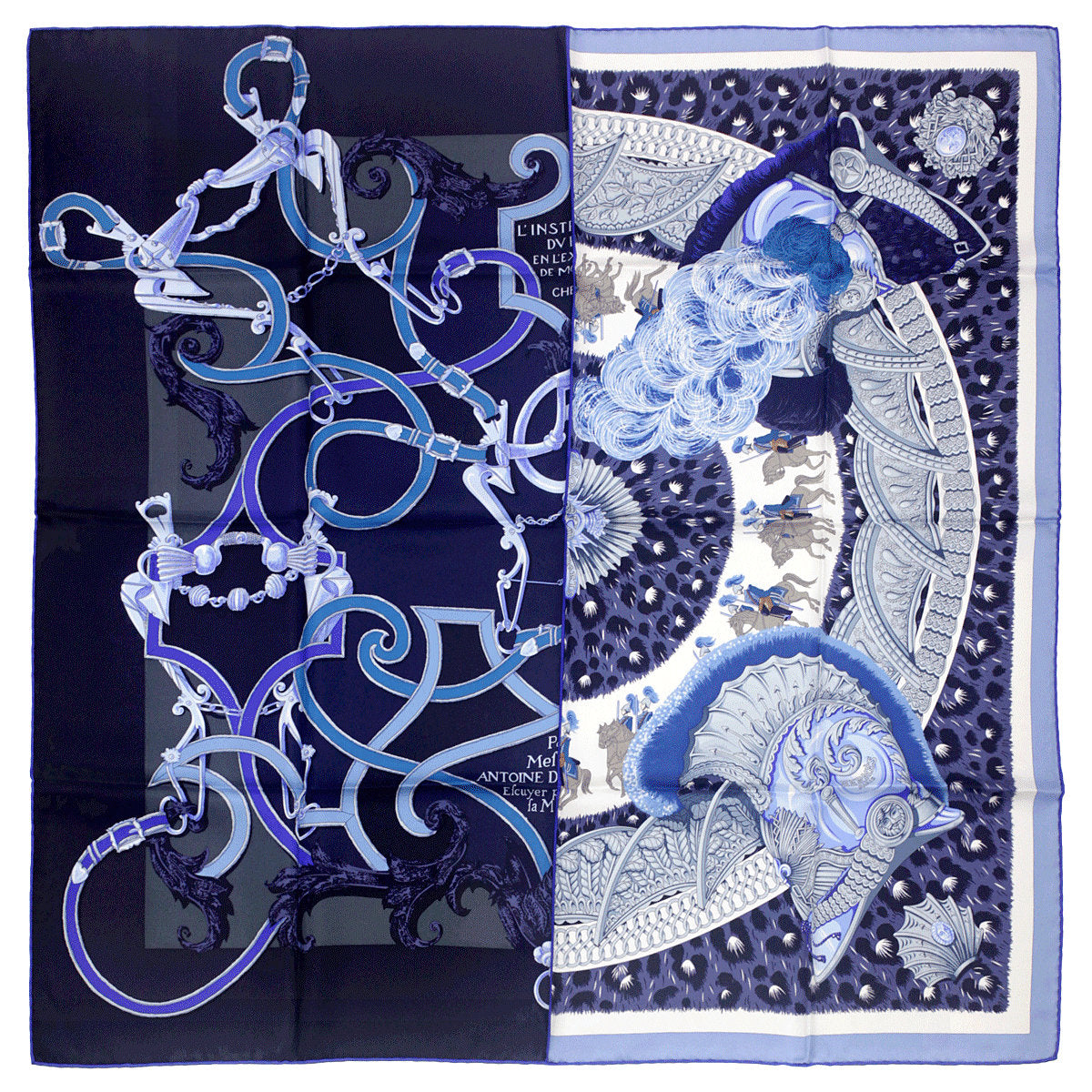 Hermes Scarf "Plumets du Roy" by Henri d'Origny and Julia Abadie 90cm Silk