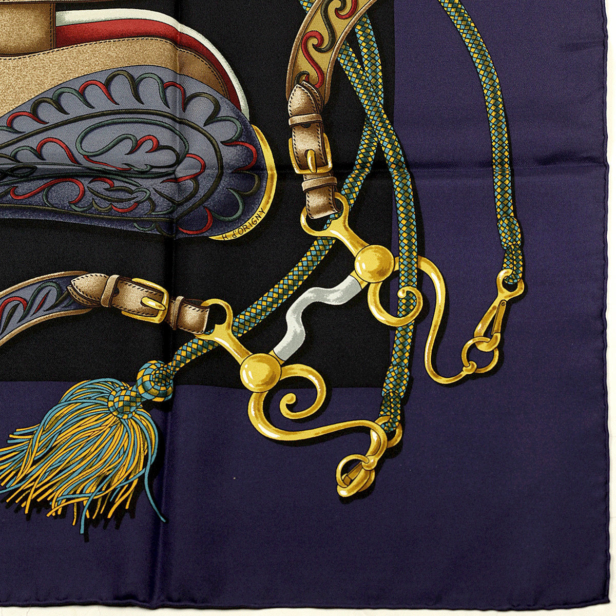 Hermes Scarf "Festival" by Henri d'Origny Vintage 90cm Silk
