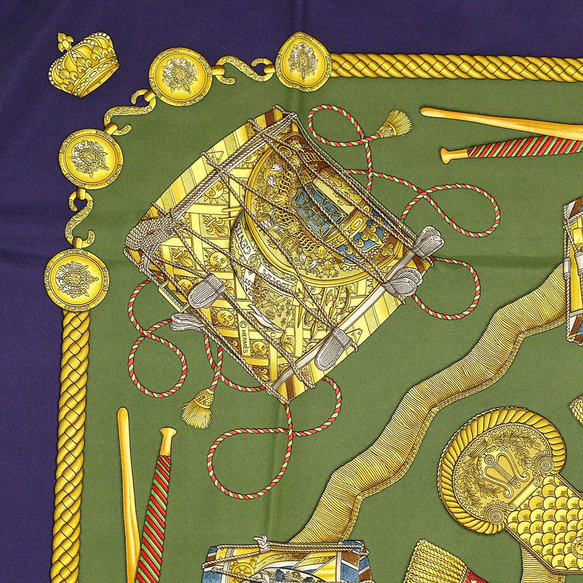 Hermes Scarf "Les Tambours" by Joachim Metz Vintage 90cm Silk | Carre Foulard