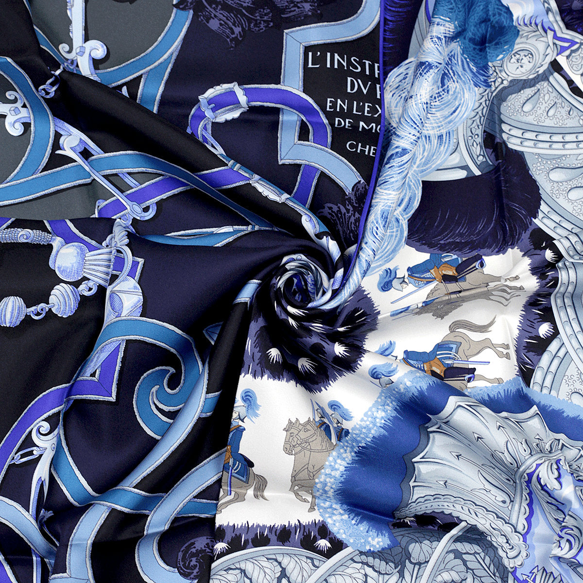 Hermes Scarf "Plumets du Roy" by Henri d'Origny and Julia Abadie 90cm Silk