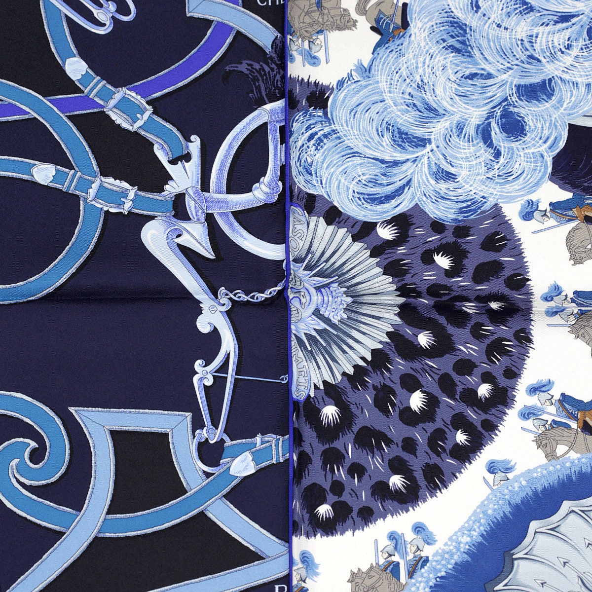 Hermes Scarf "Plumets du Roy" by Henri d'Origny and Julia Abadie 90cm Silk