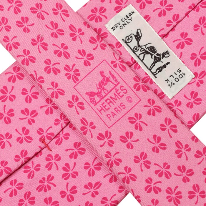 Hermes Men's Silk Tie Clovers Pattern 5137
