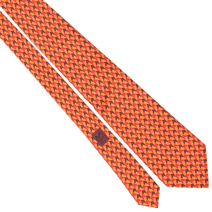 Hermes Men's Silk Tie Horse Heads Pattern 5327