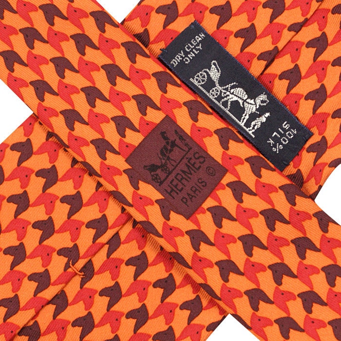 Hermes Men's Silk Tie Horse Heads Pattern 5327