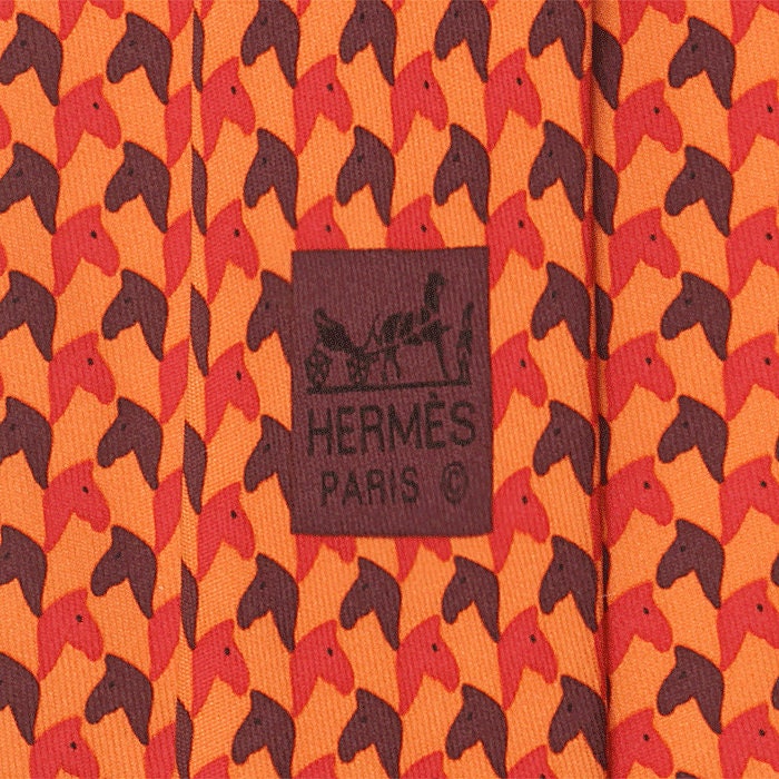 Hermes Men's Silk Tie Horse Heads Pattern 5327