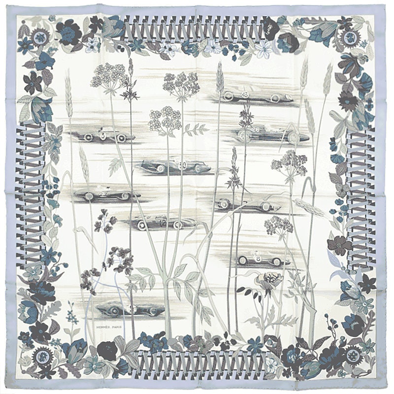 Hermes Scarf "Les Bolides" by Rene Dumas 90cm Silk