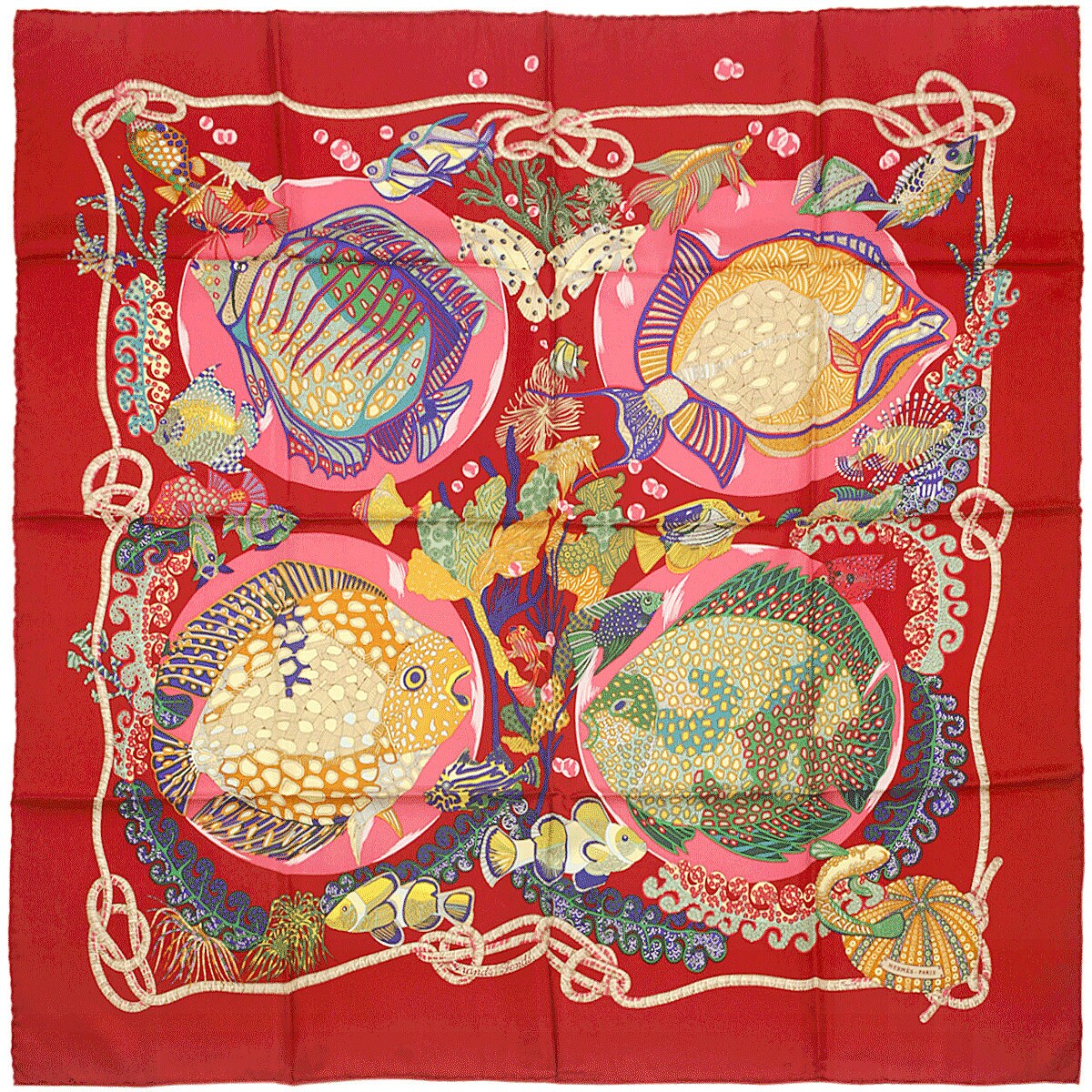 Hermes Scarf "Grands Fonds" by Annie Faivre 90cm Silk