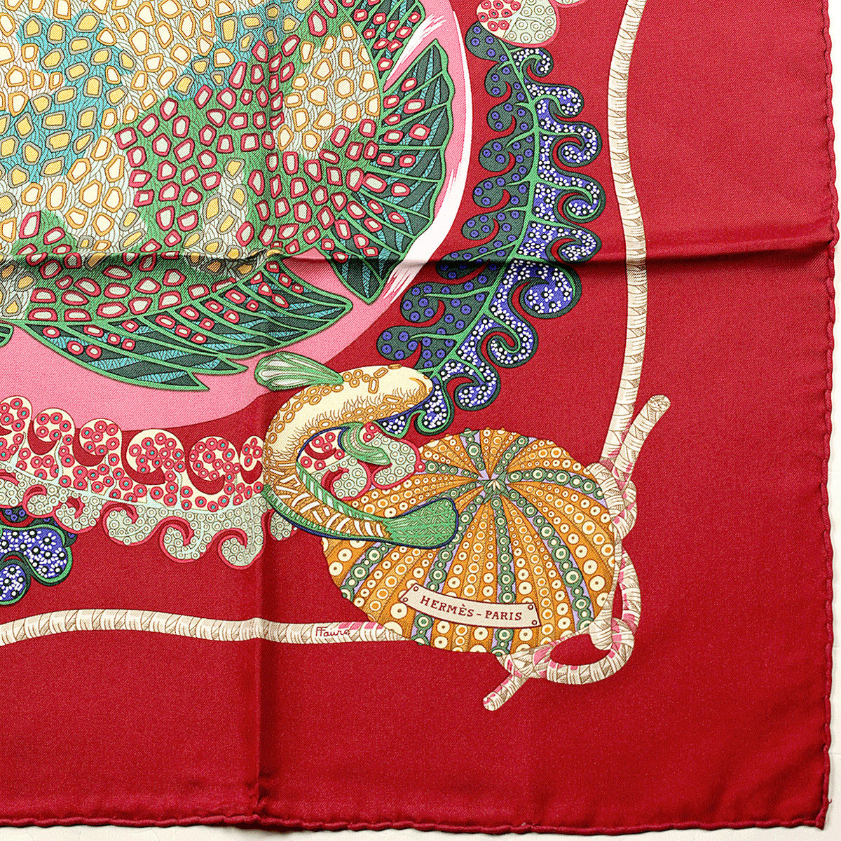 Hermes Scarf "Grands Fonds" by Annie Faivre 90cm Silk