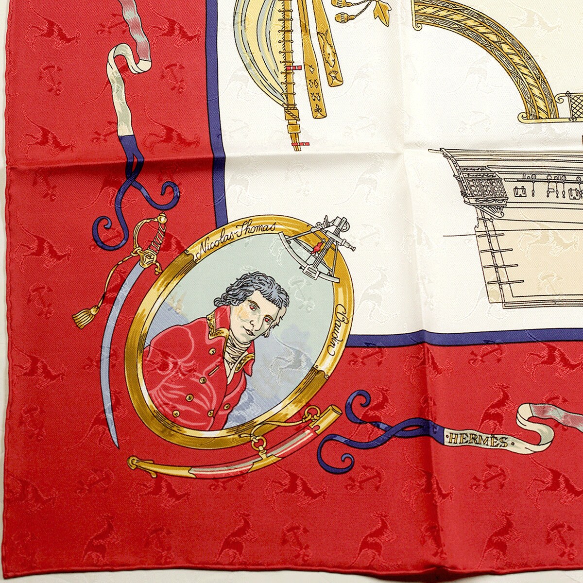 Hermes Scarf "Le Geographe" by Sandra Laroche Vintage 90cm Silk Jacquard | Carre Foulard