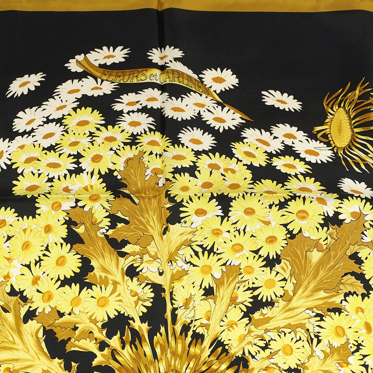 Hermes Scarf "Fleurs et Carlines II" by Vladimir Rybaltchenko Vintage 90cm Silk