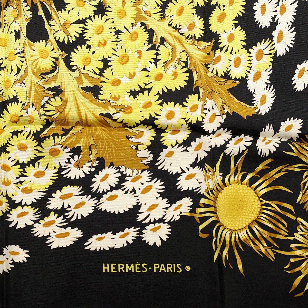 Hermes Scarf "Fleurs et Carlines II" by Vladimir Rybaltchenko Vintage 90cm Silk