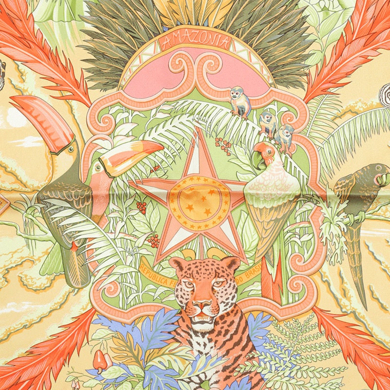 Hermes Scarf "Amazonia" by Laurence Bourthoumieux 90cm Silk