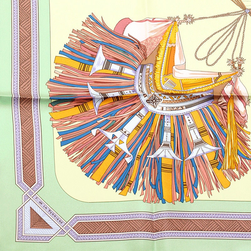 Hermes Scarf "Cuirs du Desert" by Françoise De La Perriere Vintage 90cm Silk