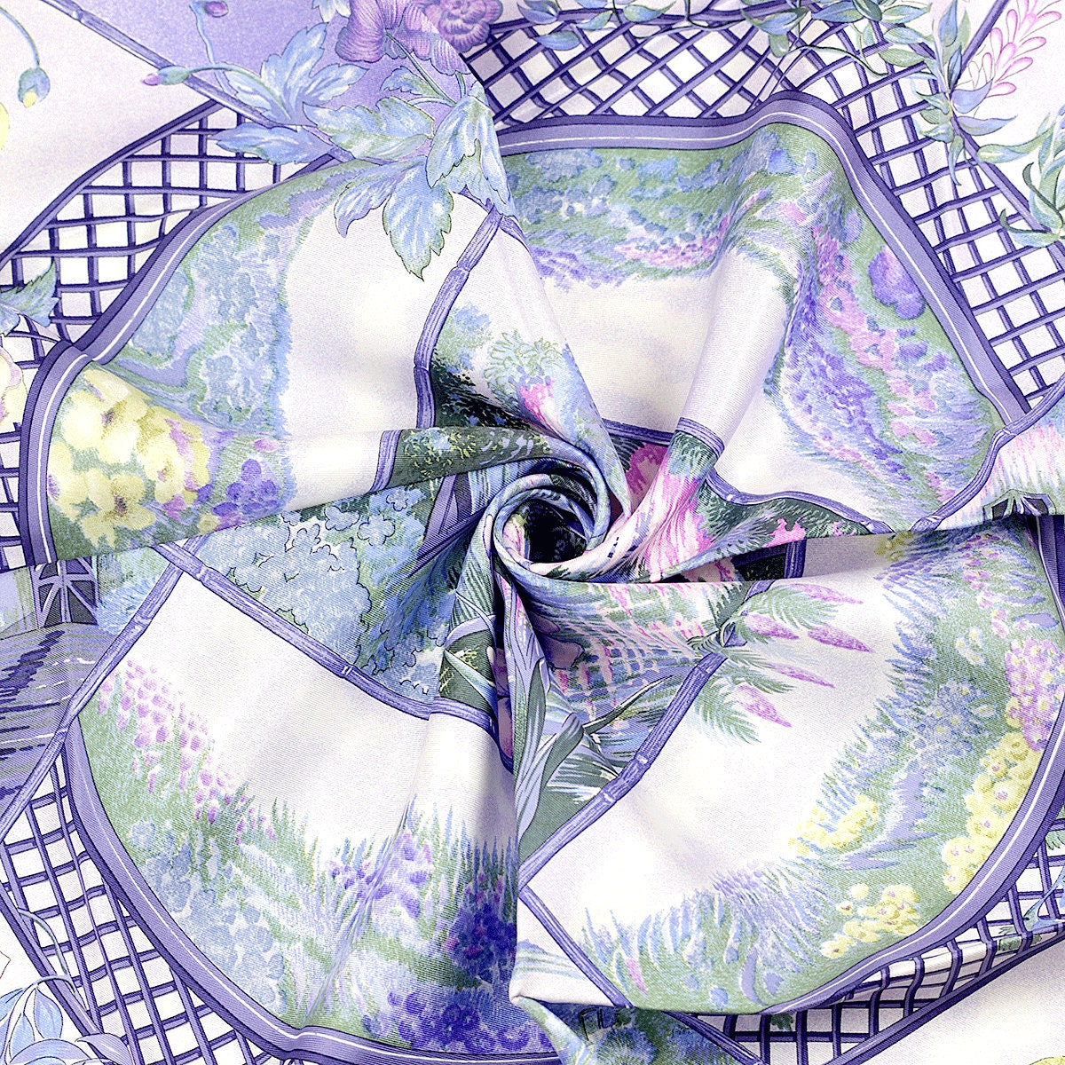 Hermes Scarf "Giverny" by Laurence Bourthoumieux 90cm Silk