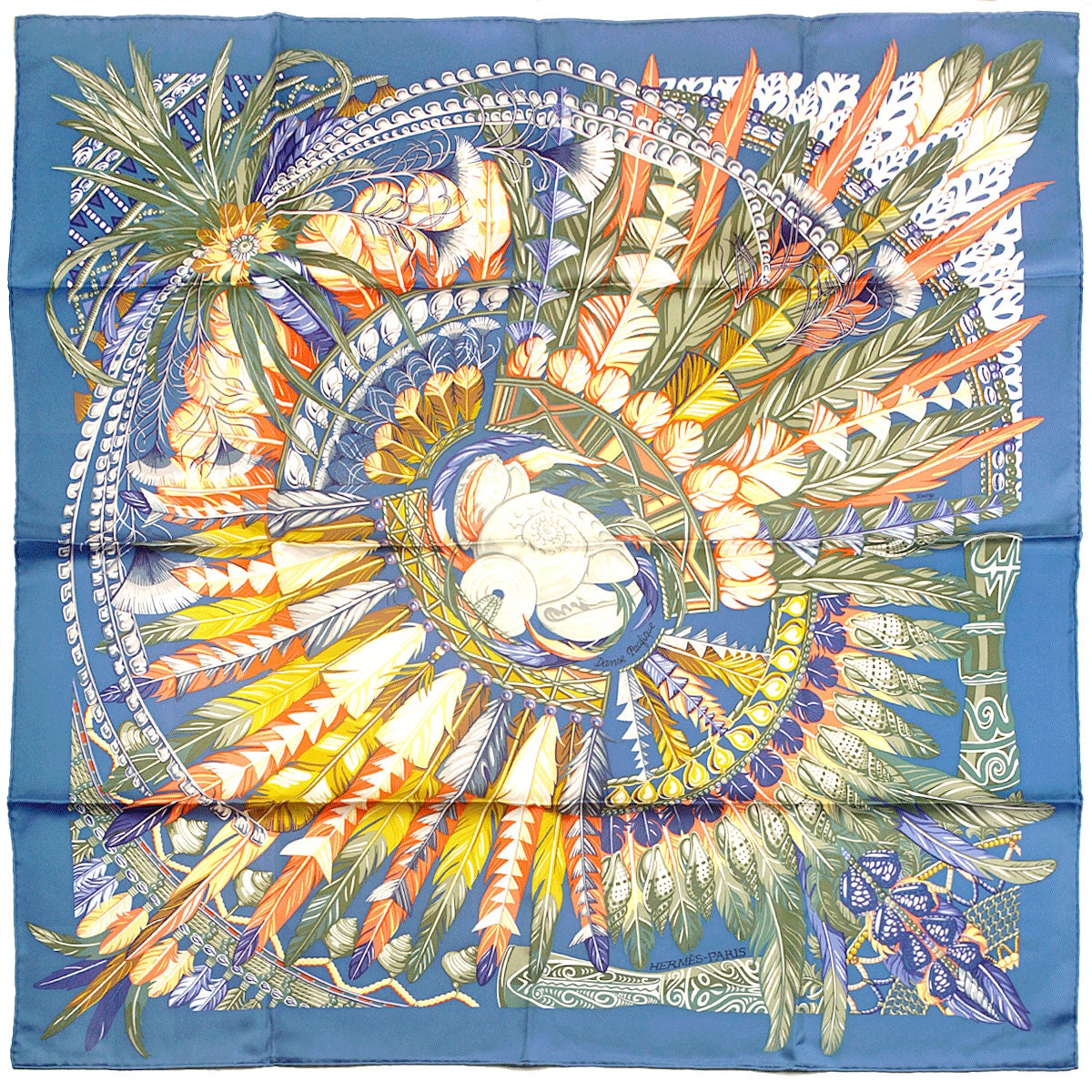 Hermes Scarf "Danse Pacifique" by Laurence Bourthoumieux 90cm Silk | Carre Foulard
