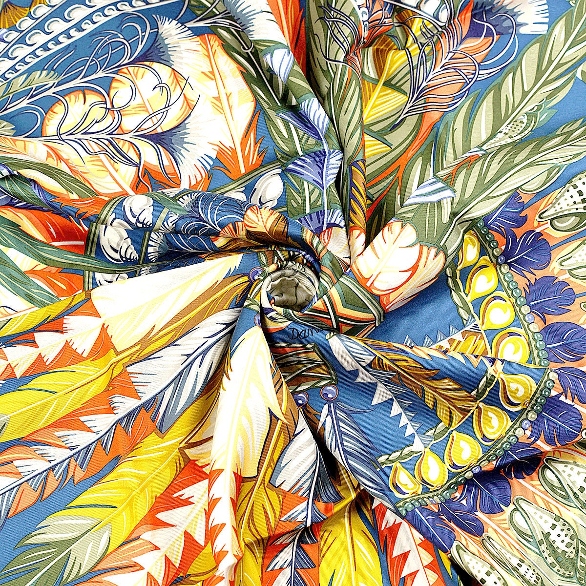 Hermes Scarf "Danse Pacifique" by Laurence Bourthoumieux 90cm Silk | Carre Foulard