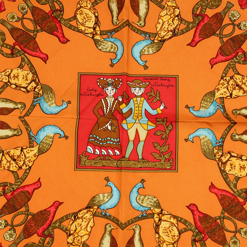 Hermes Scarf "Early America" by Françoise De La Perriere 90cm Silk | Carre Foulard