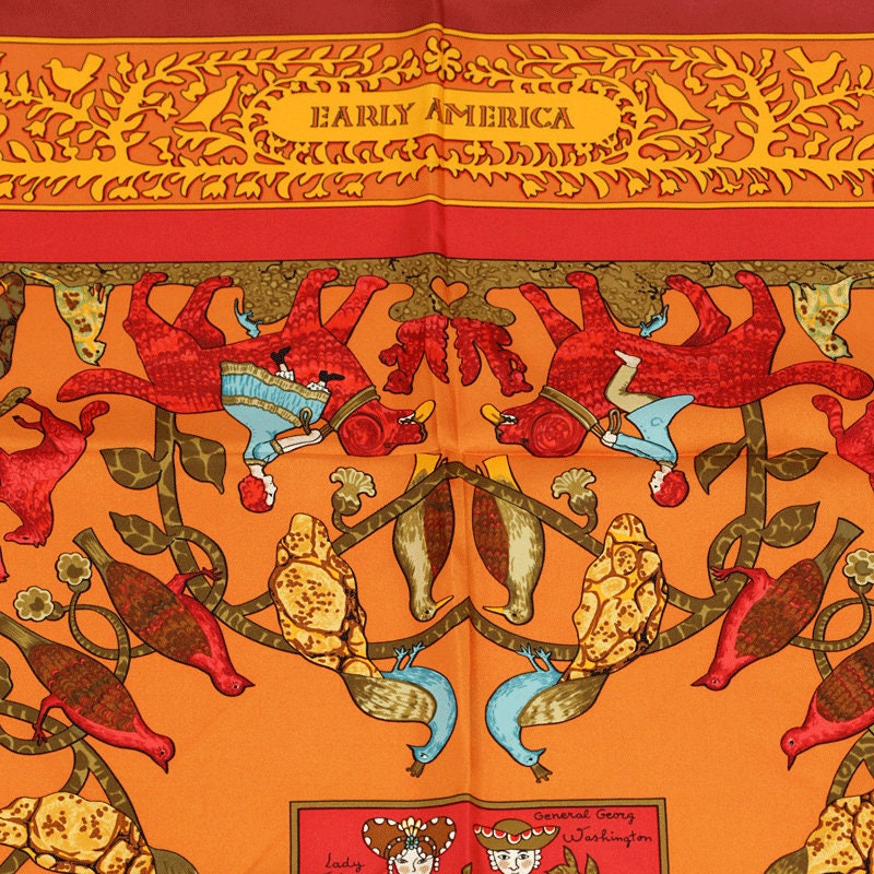 Hermes Scarf "Early America" by Françoise De La Perriere 90cm Silk | Carre Foulard