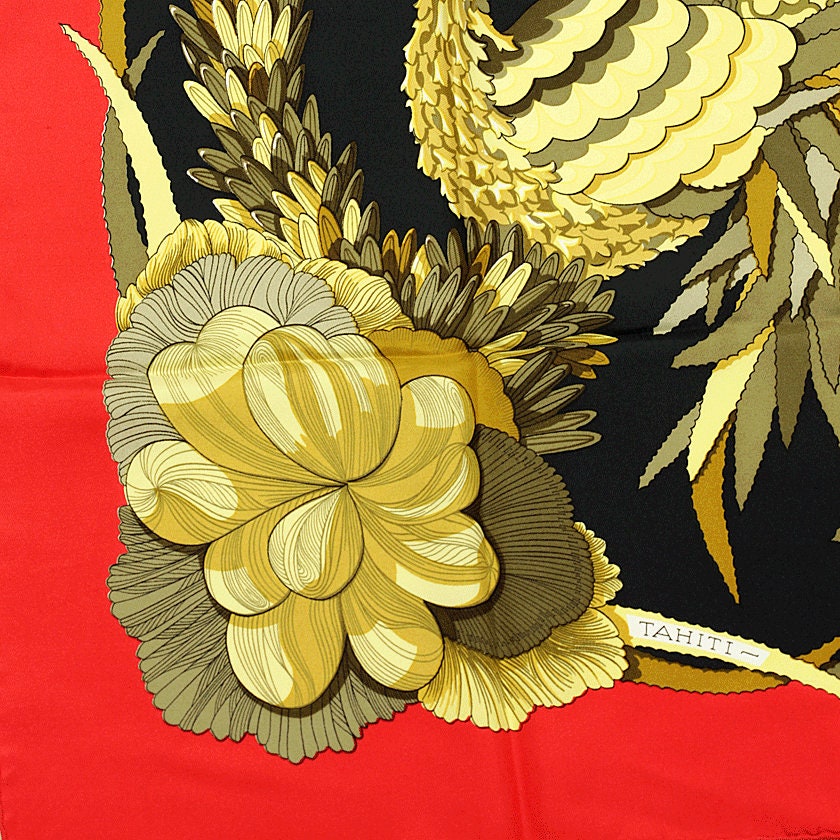 Hermes Scarf "Tahiti" by Caty Latham Vintage 90cm Silk