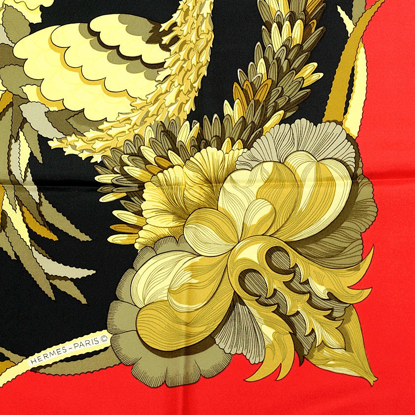 Hermes Scarf "Tahiti" by Caty Latham Vintage 90cm Silk