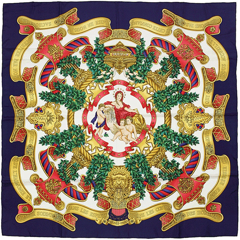 Hermes Scarf "Europe" by Joachim Metz 90cm Silk